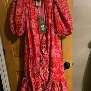 FARM Rio Pink Patterned Midi Dress